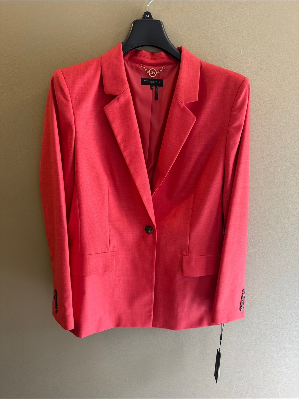 Womens Red Single-Button Blazer